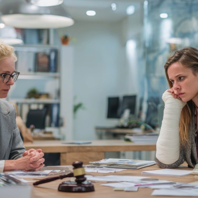 Injured client consulting with an attorney about a personal injury claim