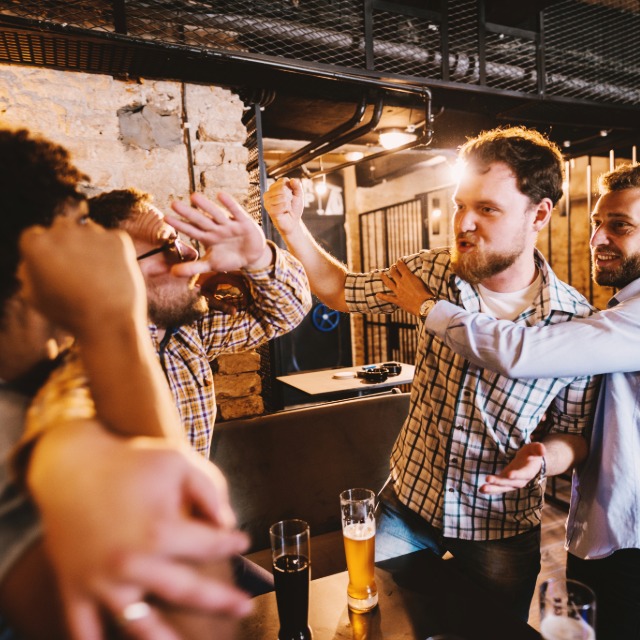Bouncer intervening in bar fight where evidence may disappear