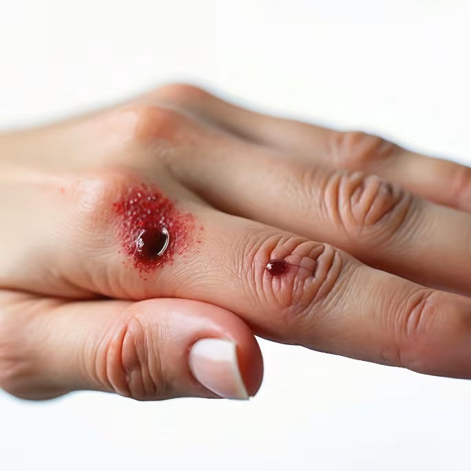 Dog bite puncture wound at risk of infection