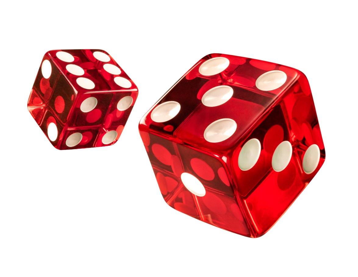 Red casino dice and gambling risk concept