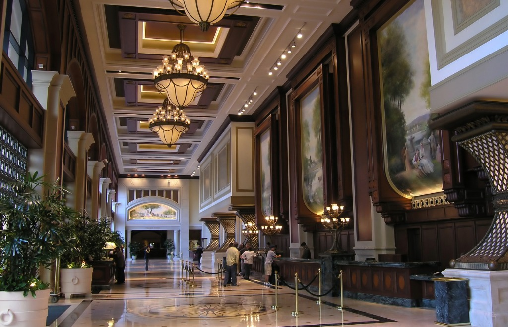 Luxury hotel lobby atrium