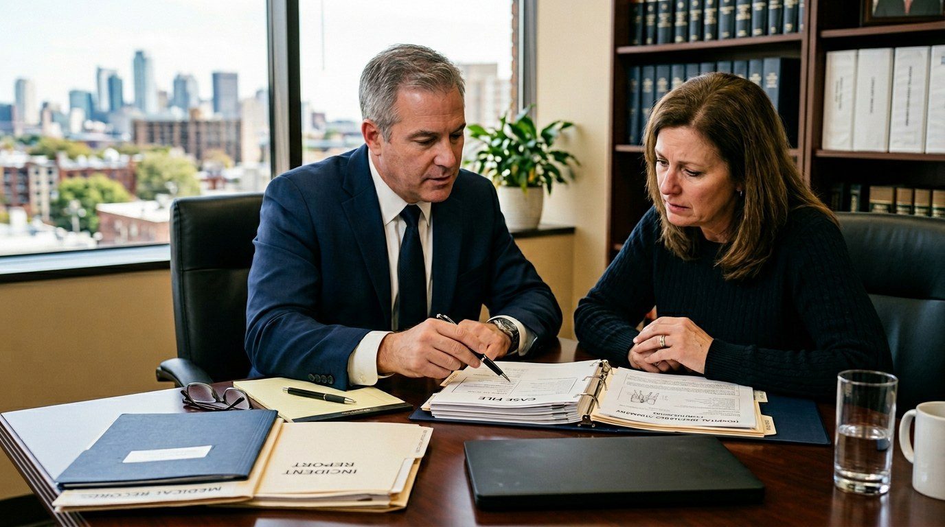 Legal team reviewing a serious injury or wrongful death claim