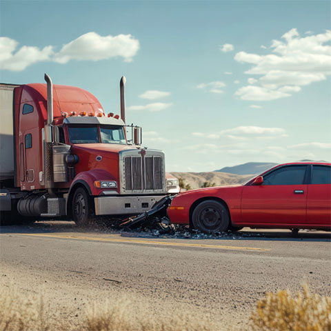 Red car and white work van intersection crash