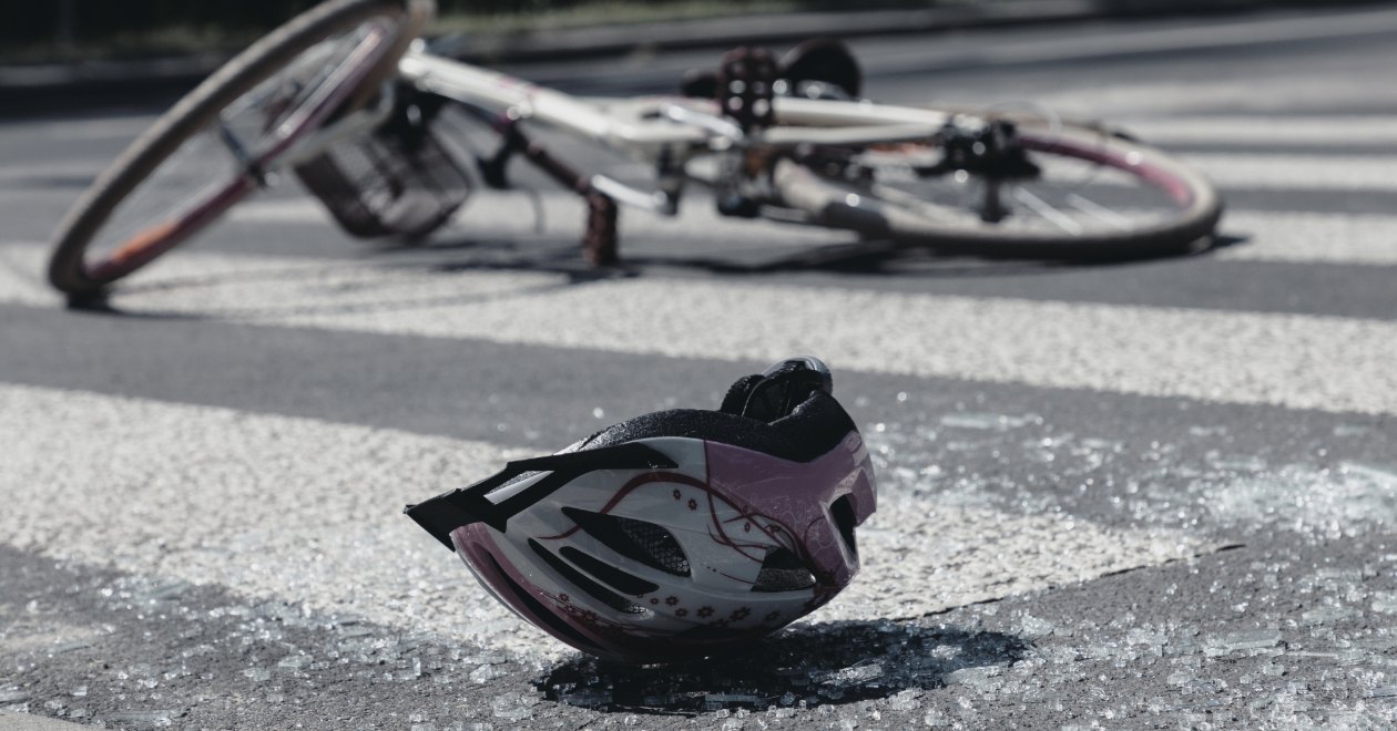 Shoe and bicycle left after a crosswalk collision