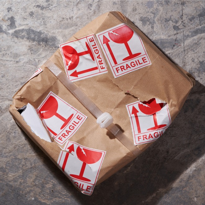 Crushed fragile delivery package