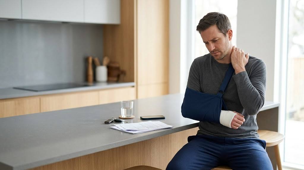 Injured client recovering after a serious truck accident
