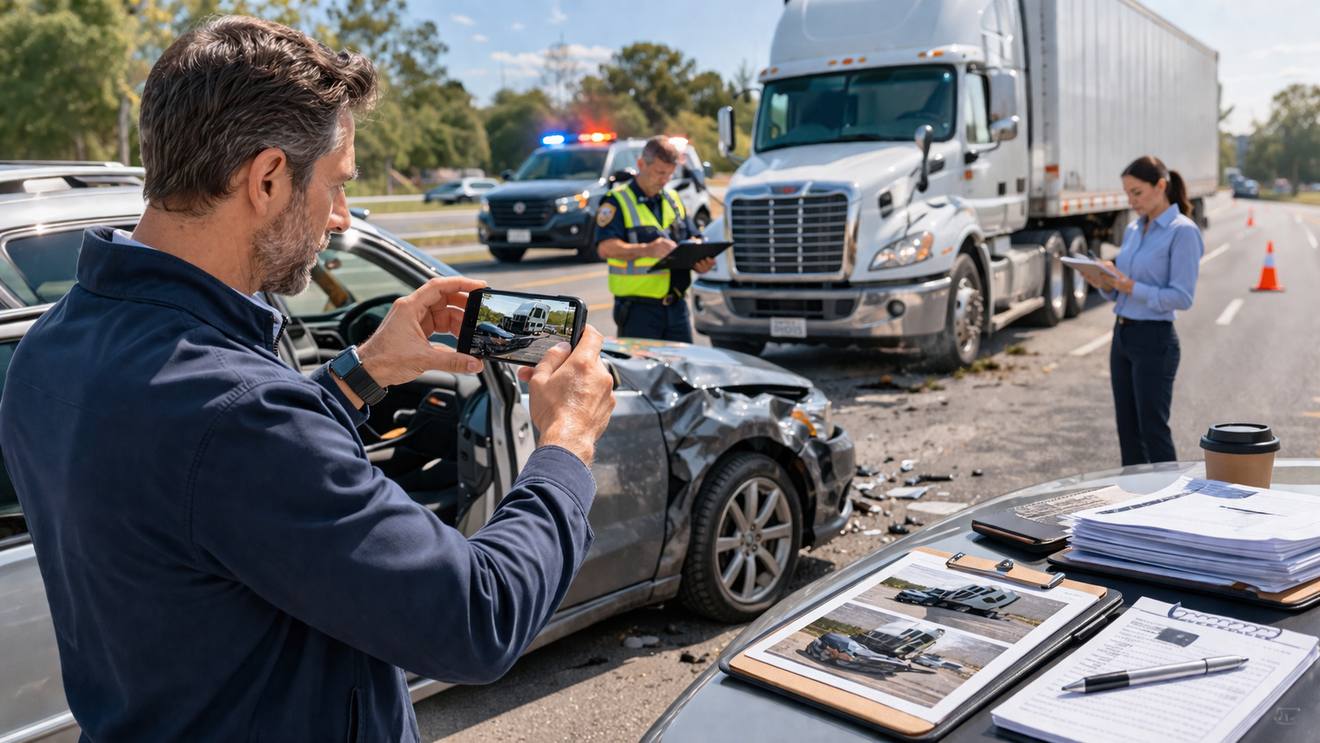 Garbage truck collision scene relevant to municipal and private truck claims