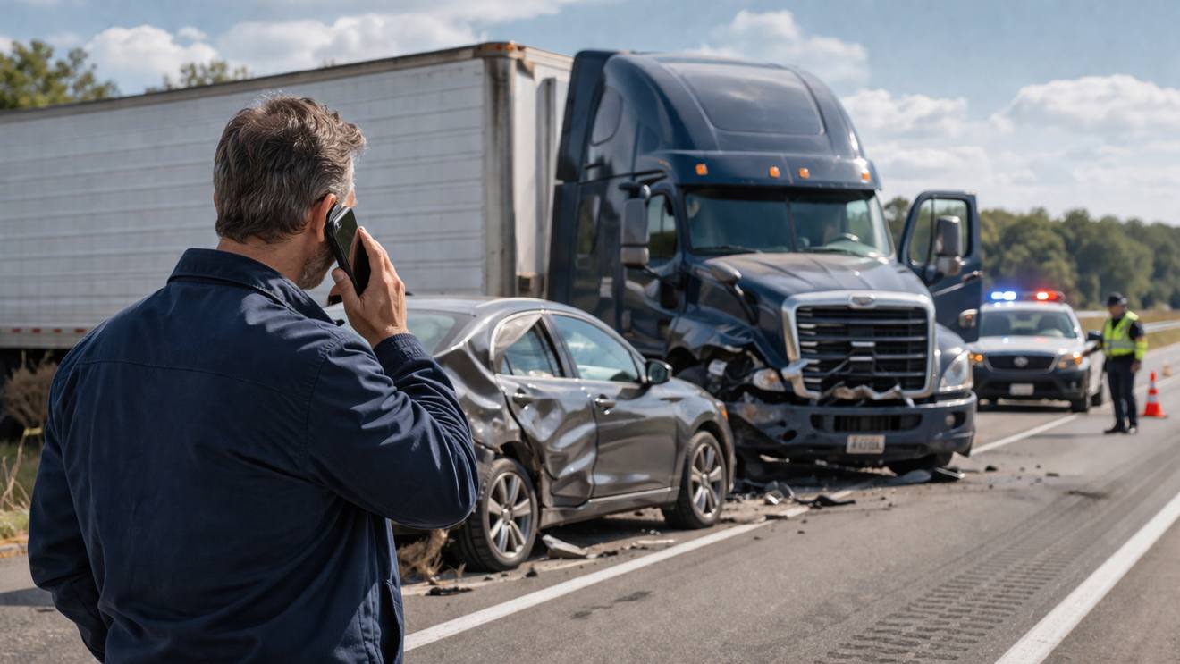 Garbage truck crash scene showing the hazards of sanitation vehicles