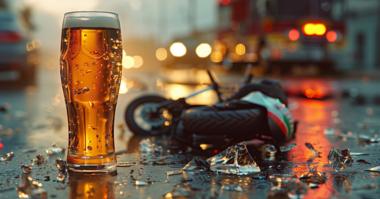 Beer bottle at a party bus crash scene