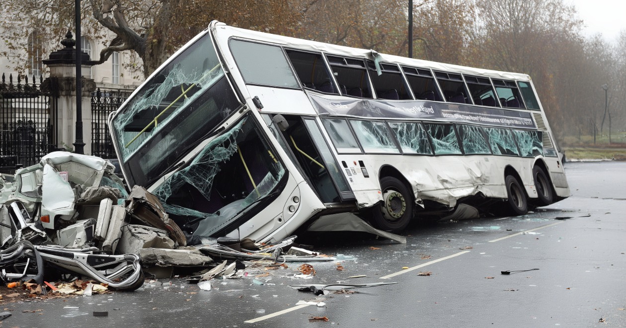 Severe party bus roadway collision