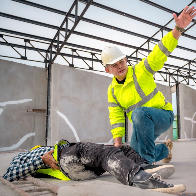 Construction worker injured after a fall from elevation
