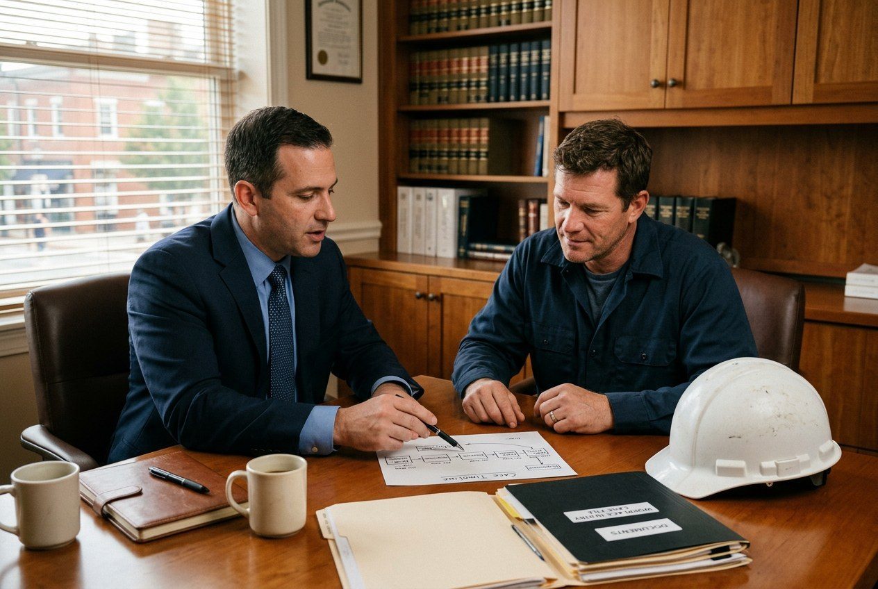Law firm reviewing workplace injury options