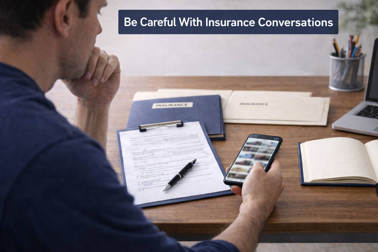 Person reviewing insurance documents before a phone call