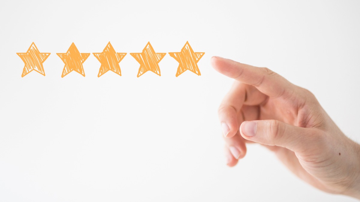 Five-star rating graphic used for future approved review excerpts